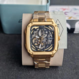 Buy Shop Fossil Inscription Automatic Skeleton Black Dial Gold Steel Strap Watch for Men - BQ2573 USA Online