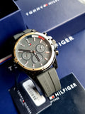 Buy Shop Tommy Hilfiger Mason Black Dial Black Rubber Strap Watch for Men - 1791792 USA Online