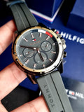 Buy Shop Tommy Hilfiger Mason Black Dial Black Rubber Strap Watch for Men - 1791792 USA Online