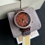 Buy Shop Michael Kors Parker Chronograph Brown Dial Brown Steel Strap Watch For Women - MK5578 USA Online
