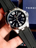Buy Shop Tommy Hilfiger Drew Black Dial Black Rubber Strap Watch for Men - 1791062 USA Online