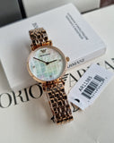 Buy Shop Emporio Armani Gianni T Bar Quartz Mother of Pearl Dial Rose Gold Steel Strap Watch For Women - AR11385 USA Online