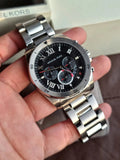 Buy Shop Michael Kors Brecken Chronograph Quartz Black Dial Silver Steel Strap Watch For Men - MK8438 USA Online