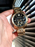 Buy Shop Michael Kors Brecken Chronograph Analog Black Dial Rose Gold Steel Strap Watch For Women - MK8563 USA Online
