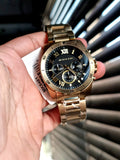 Buy Shop Michael Kors Brecken Chronograph Quartz Black Dial Gold Steel Strap Watch For Men - MK8481 USA Online