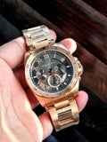 Buy Shop Michael Kors Brecken Chronograph Analog Black Dial Rose Gold Steel Strap Watch For Women - MK8563 USA Online