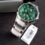 Emporio Armani Renato Chronograph Green Dial Silver Steel Strap Watch For Men - AR11507