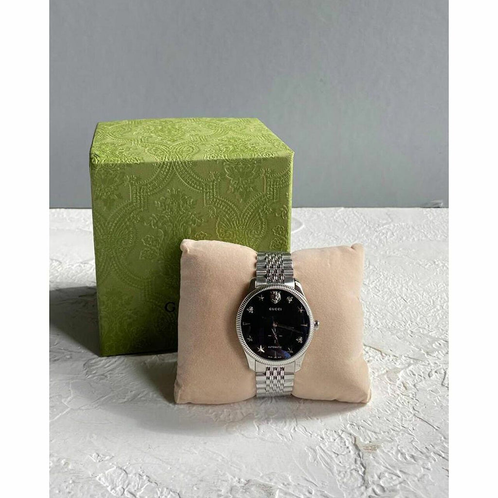 Buy Shop Gucci G Timeless Automatic Black Dial Silver Steel Strap Watch For Men - YA126353 USA Online