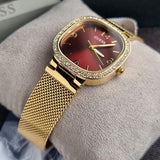 Buy Shop Guess Quartz Red Dial Gold Mesh Strap Watch For Women - GW0354L4 USA Online