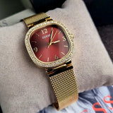 Buy Shop Guess Quartz Red Dial Gold Mesh Strap Watch For Women - GW0354L4 USA Online
