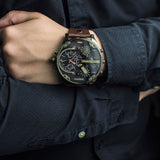 Buy Shop Diesel Mr Daddy Chronograph Blue Dial Brown Leather Strap Watch For Men - DZ7314 USA Online