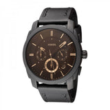 Buy Shop Fossil Machine Chronograph Black Dial Black Leather Strap Watch for Men - FS5586 USA Online