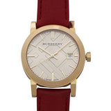 Buy Shop Burberry The City Gold Dial Red Leather Strap Watch for Women - BU9140 USA Online