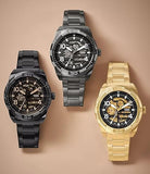 Buy Shop Fossil Bronson Automatic Skeleton Black Dial Black Steel Strap Watch for Men - ME3256 USA Online