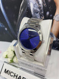 Buy Shop Michael Kors Slim Runway Quartz Blue Dial Silver Steel Strap Watch For Women - MK3379 USA Online