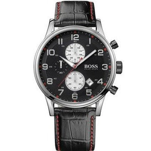 Buy Shop Hugo Boss Aeroliner Black Dial Black Leather Strap Watch for Men - 1512631 USA Online