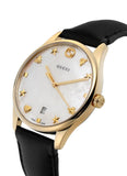 Buy Shop Gucci G-Timeless Mother of Pearl Dial Black Leather Strap Watch For Women - YA1264044 USA Online