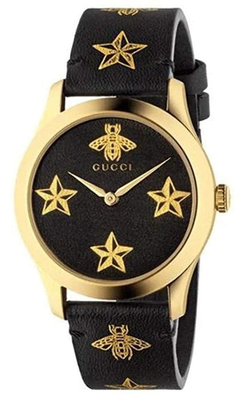 Buy Shop Gucci G-Timeless Black Dial Black Leather Strap Watch For Women - YA1264055 USA Online