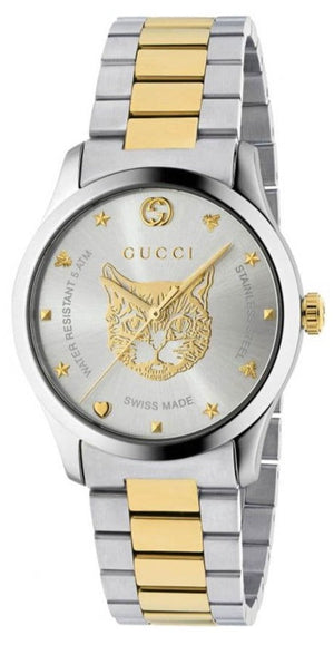 Buy Shop Gucci G Timeless Silver Dial Two Tone Steel Strap Watch For Women - YA1264074 USA Online