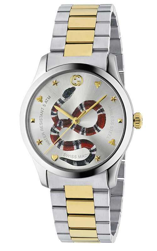 Buy Shop Gucci G Timeless Quartz Stainless Steel Silver Dial 27mm Watch For Women - YA126591 USA Online