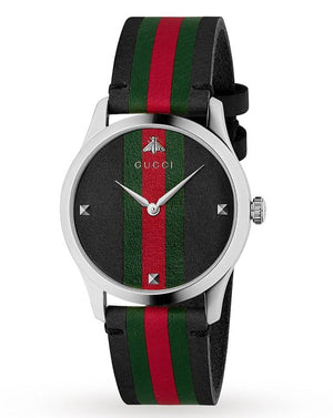 Buy Shop Gucci G Timeless Quartz Black Dial Multicolored Black Leather Strap Watch For Men - YA1264079 USA Online