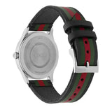 Gucci G Timeless Quartz Black Dial Multicolored Black Leather Strap Watch For Men - YA12640799