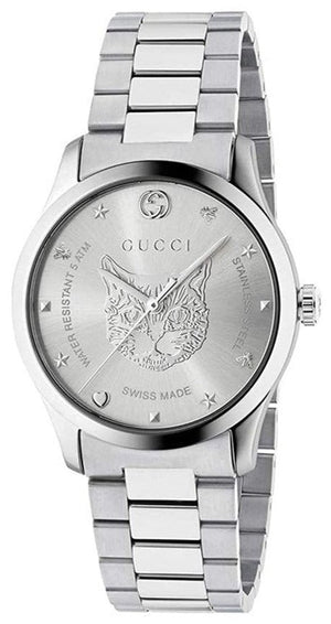 Buy Shop Gucci G Timeless Silver Dial Silver Steel Strap Watch For Women - YA1264095 USA Online