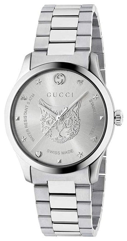 Buy Shop Gucci G Timeless Silver Dial Silver Steel Strap Watch For Women - YA1264095 USA Online