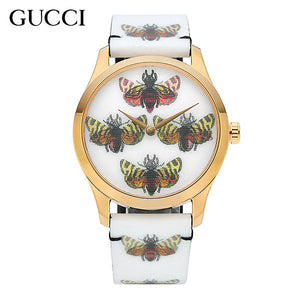 Buy Shop Gucci G Timeless Quartz White Dial White Leather Strap Watch For Women - YA1264109 USA Online