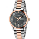 Gucci G Timeless Grey Dial Two Tone Steel Strap Watch For Men - YA126446