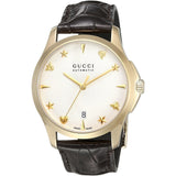 Buy Shop Gucci G Timeless Silver Dial Brown Leather Strap Watch for Men - YA126470 USA Online