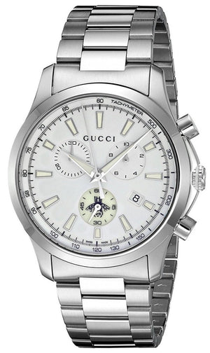 Buy Shop Gucci G Timeless Chronograph White Dial Silver Steel Strap Watch For Men - YA126472 USA Online