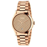 Gucci G Timeless Quartz Gold Dial Gold Steel Strap Watch For Women - YA126482