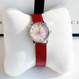 Gucci G Timeless Quartz Diamonds Pink Dial Red Leather Strap Watch For Women - YA1265017