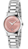 Gucci G Timeless Pink Dial Silver Steel Strap Watch For Women - YA126524