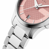 Gucci G Timeless Pink Dial Silver Steel Strap Watch For Women - YA126524