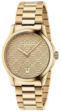 Gucci G Timeless Gold Dial Gold Steel Strap Watch For Women - YA126553