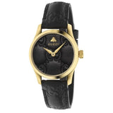 Gucci G Timeless Quartz Black Dial Black Leather Strap Watch For Women - YA126581A