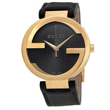 Gucci G Interlocking Grammy Special Edition Black Dial Black Leather Strap Watch For Men - YA133212