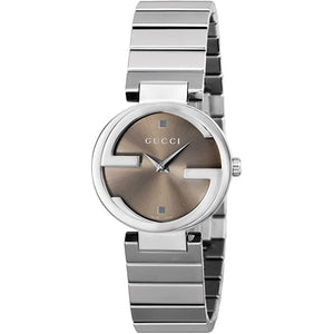 Buy Shop Gucci Interlocking G Brown Dial Silver Steel Strap Watch For Women - YA133506 USA Online
