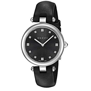Buy Shop Gucci Diamantissima Diamonds Black Dial Black Leather Strap Watch For Women - YA141403 USA Online