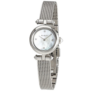 Buy Shop Gucci Diamantissima Diamonds Mother of Pearl Dial Silver Mesh Bracelet Watch for Women - YA141512 USA Online