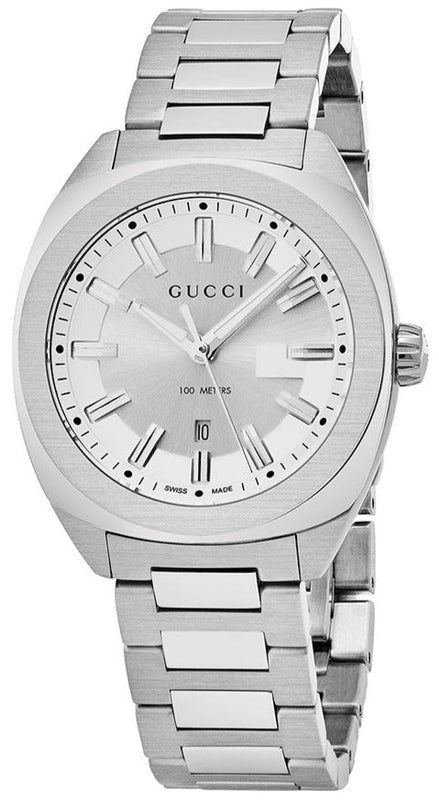 Buy Shop Gucci G Timeless GG2570 Silver Dial Silver Steel Strap Watch For Men - YA142402 USA Online