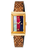 Buy Shop Gucci G-Frame Mother of Pearl Dial Brown Leather Snakeskin Strap Watch For Women - YA147402 USA Online