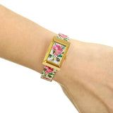 Buy Shop Gucci G-Frame Floral Mother of Pearl Dial White Leather Strap Watch For Women - YA147406 USA Online