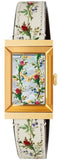 Buy Shop Gucci G-Frame Floral Mother of Pearl Dial White Leather Strap Watch For Women - YA147407 USA Online