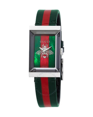 Buy Shop Gucci G Frame Quartz Green & Red Mother of Pearl Dial Multicolor Leather Strap Watch For Women - YA147408 USA Online