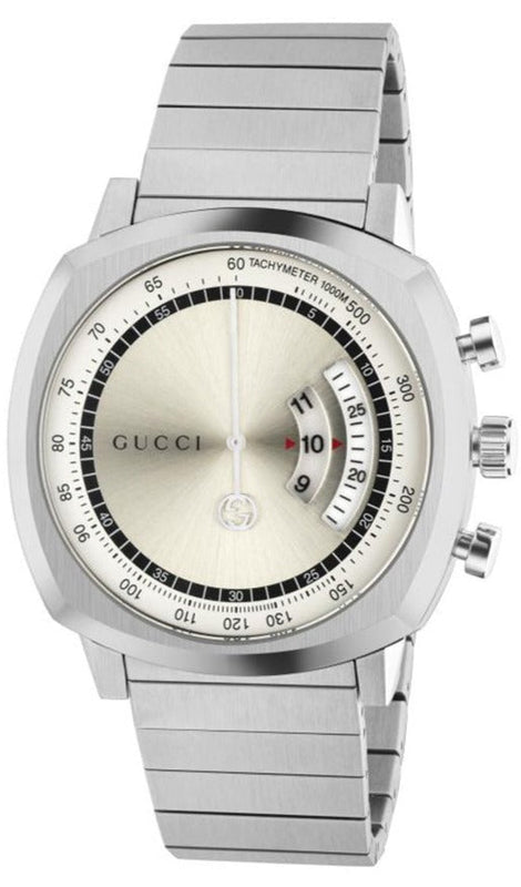Buy Shop Gucci Grip Collection Quartz Silver Dial Silver Steel Strap Watch For Men - YA157302 USA Online