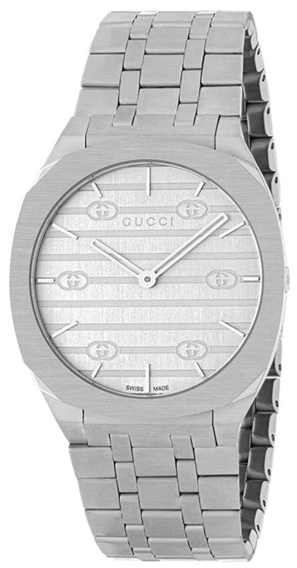 Buy Shop Gucci 25H Quartz Silver Dial Silver Steel Strap Watch For Women - YA163402 USA Online