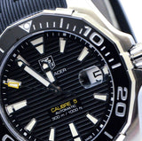Buy Shop Tag Heuer Aquaracer Calibre 5 Automatic Black Dial Black Rubber Strap Watch for Men - WAY211A.FT6151 USA Online